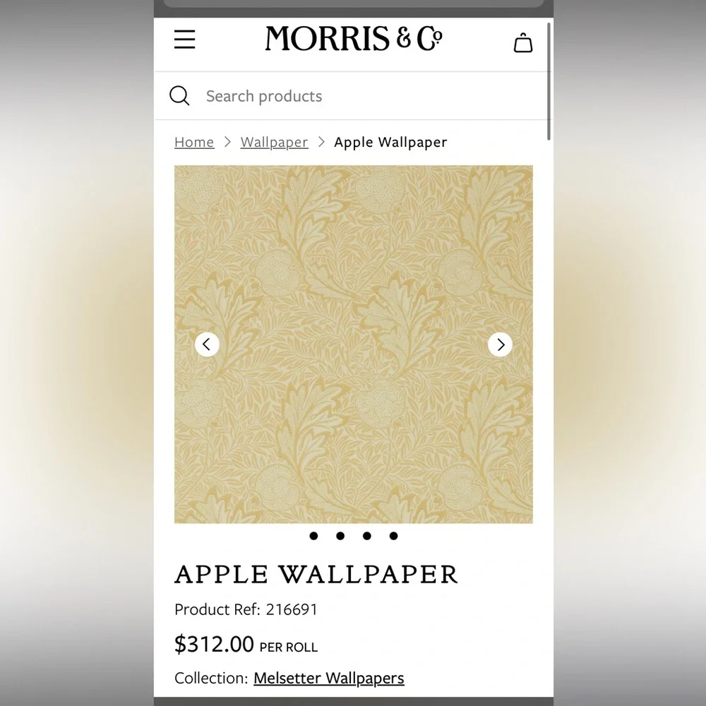 2 Rolls of William Morris APPLE WALLPAPER in Honey Gold
